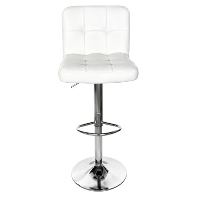 Scaun de bar, piele ecologică albă/crom, KANDY 2 NEW