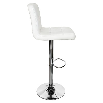 Scaun de bar, piele ecologică albă/crom, KANDY 2 NEW