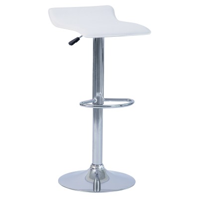 Scaun de bar, piele ecologică alb/crom LARIA 2 NEW