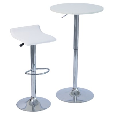 Scaun de bar, piele ecologică alb/crom LARIA 2 NEW