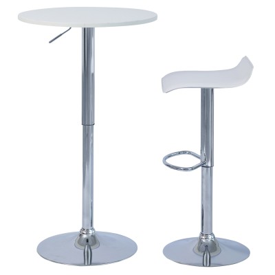 Scaun de bar, piele ecologică alb/crom LARIA 2 NEW