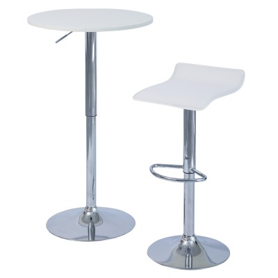 Scaun de bar, piele ecologică alb/crom LARIA 2 NEW