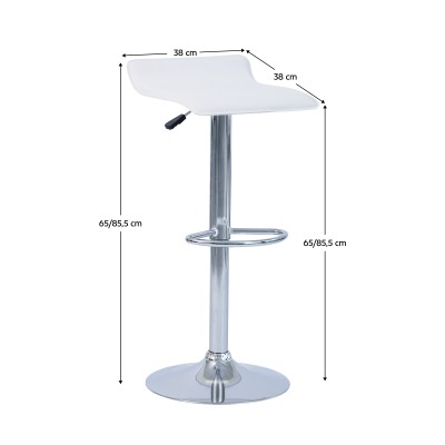 Scaun de bar, piele ecologică alb/crom LARIA 2 NEW