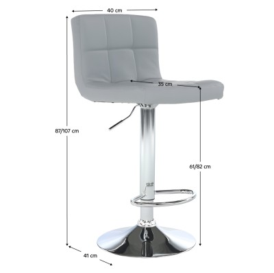 Scaun de bar, piele ecologică gri, KANDY