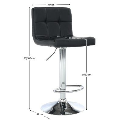 Scaun de bar, piele ecologică neagră, KANDY