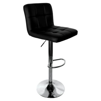 Scaun de bar, piele ecologică negru/crom, KANDY 2 NEW
