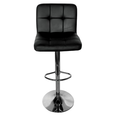Scaun de bar, piele ecologică negru/crom, KANDY 2 NEW