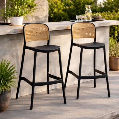 Scaun de bar, stivuibil, negru/bej, RAVID NEW TYP 3