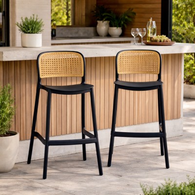 Scaun de bar, stivuibil, negru/bej, RAVID NEW TYP 3