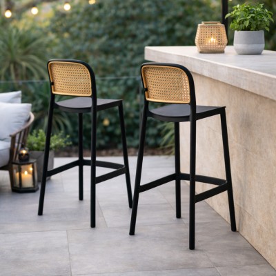 Scaun de bar, stivuibil, negru/bej, RAVID NEW TYP 3