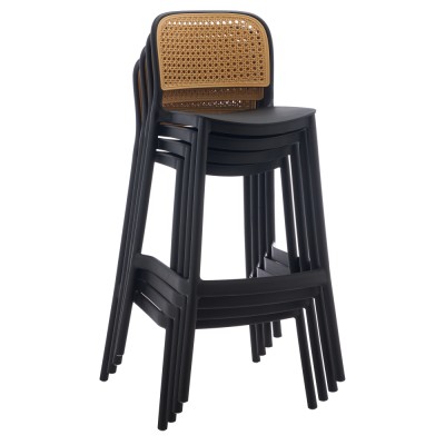 Scaun de bar, stivuibil, negru/bej, RAVID NEW TYP 3