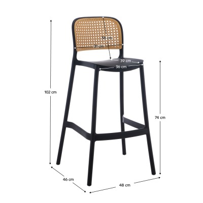 Scaun de bar, stivuibil, negru/bej, RAVID NEW TYP 3