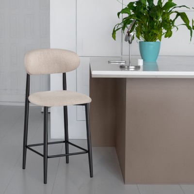 Scaun de bar, ţesătură bej/negru, ZAJDA TYP 2