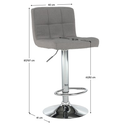 Scaun de bar, ţesătură gri, KANDY