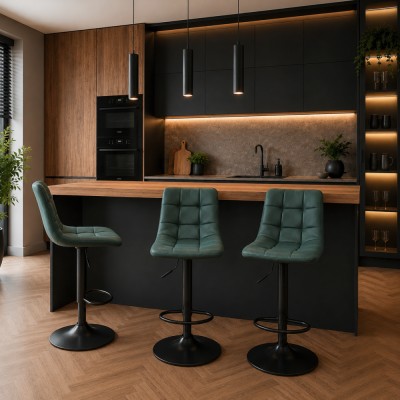 Scaun de bar, verde/negru, LAHELA NEW