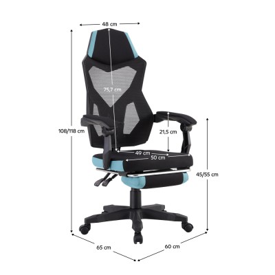 Scaun de birou / gaming, culoare neagră / neo mentă, JORIK NEW