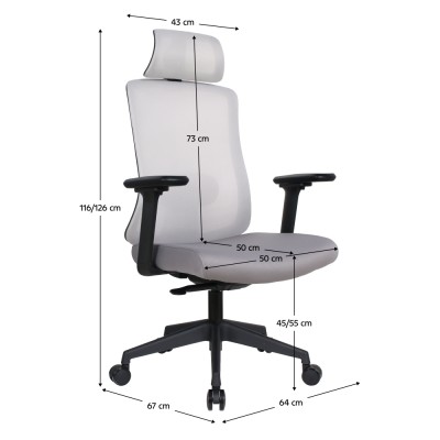 Scaun de birou, gri/negru, ROSANO