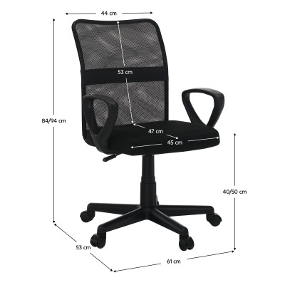 Scaun de birou, negru, REMO