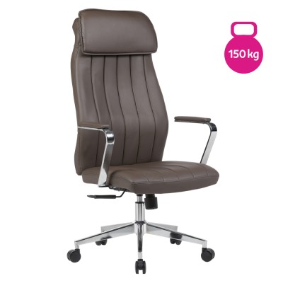 Scaun de birou, piele ecologică gri-maro/crom, ELADIO