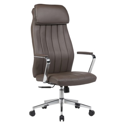 Scaun de birou, piele ecologică gri-maro/crom, ELADIO