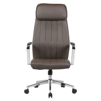 Scaun de birou, piele ecologică gri-maro/crom, ELADIO