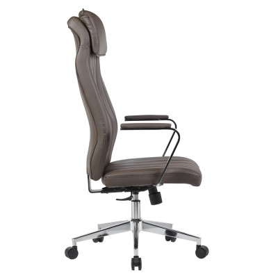 Scaun de birou, piele ecologică gri-maro/crom, ELADIO