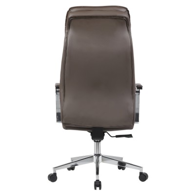 Scaun de birou, piele ecologică gri-maro/crom, ELADIO