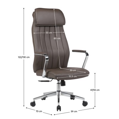 Scaun de birou, piele ecologică gri-maro/crom, ELADIO