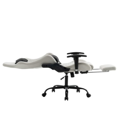 Scaun de birou/gaming, alb/negru, PAPIBAS