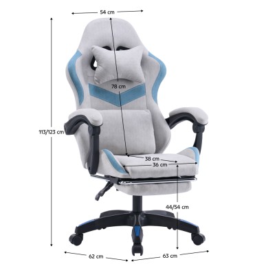 Scaun de birou/gaming, gri/albastru, ZODIA