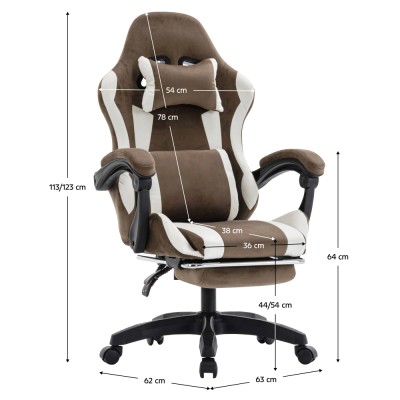 Scaun de birou/gaming, maro/alb, HOSPO