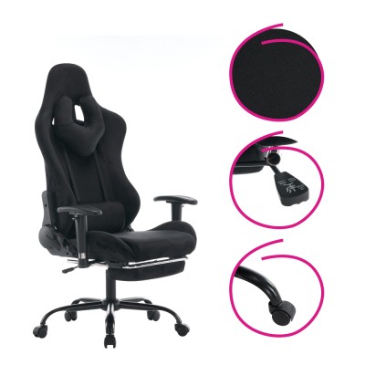 Scaun de birou/gaming, negru, ţesătură Velvet, SALOP