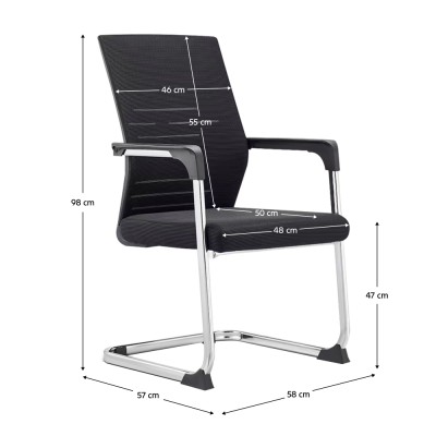 Scaun de conferinţă, negru/crom, SALMAN