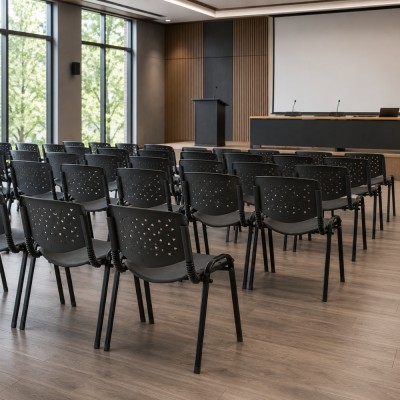 Scaun de conferinţe, stivuibil, negru, EFISIO