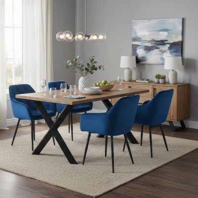 Scaun de design, ţesătură Velvet albastru, FEDRIS 2 NEW