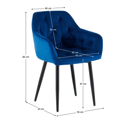 Scaun de design, ţesătură Velvet albastru, FEDRIS 2 NEW