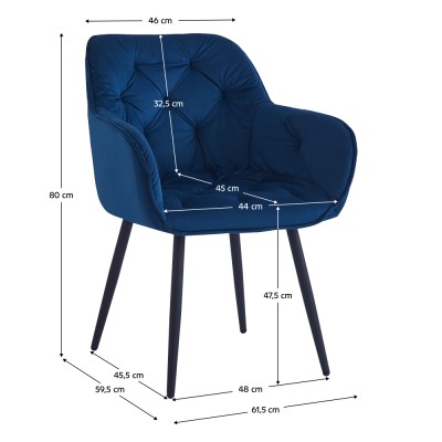 Scaun de design, ţesătură Velvet albastru, FEDRIS NEW