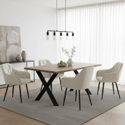 Scaun de design, ţesătură Velvet bej, FEDRIS 2 NEW