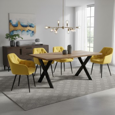 Scaun de design, ţesătură Velvet galben, FEDRIS 2 NEW