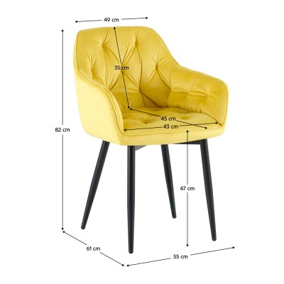 Scaun de design, ţesătură Velvet galben, FEDRIS 2 NEW