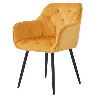 Scaun de design, ţesătură Velvet galben, FEDRIS NEW