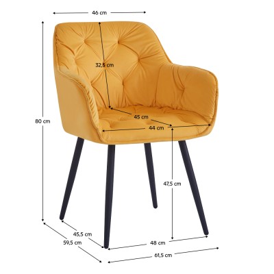 Scaun de design, ţesătură Velvet galben, FEDRIS NEW