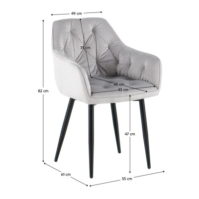 Scaun de design, ţesătură Velvet gri deschis, FEDRIS 2 NEW