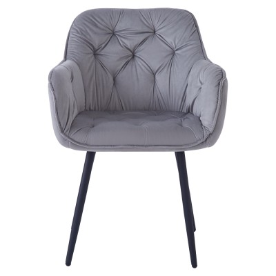 Scaun de design, ţesătură Velvet gri deschis, FEDRIS NEW