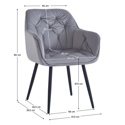 Scaun de design, ţesătură Velvet gri deschis, FEDRIS NEW