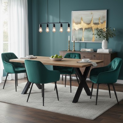 Scaun de design, ţesătură Velvet verde, FEDRIS 2 NEW