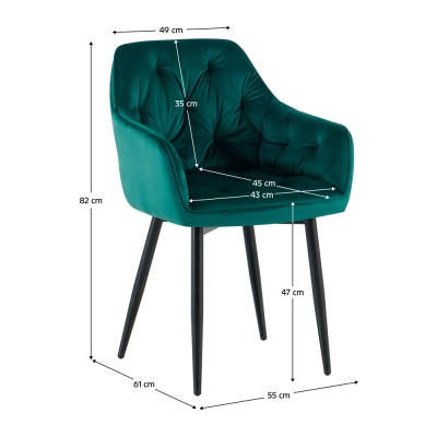 Scaun de design, ţesătură Velvet verde, FEDRIS 2 NEW