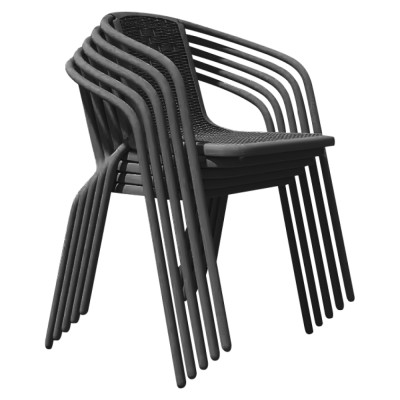 Scaun de grădină stivuibil, negru, oţel/plastic, FRENY