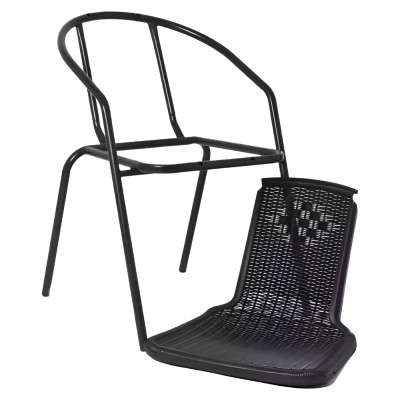Scaun de grădină stivuibil, negru, oţel/plastic, FRENY