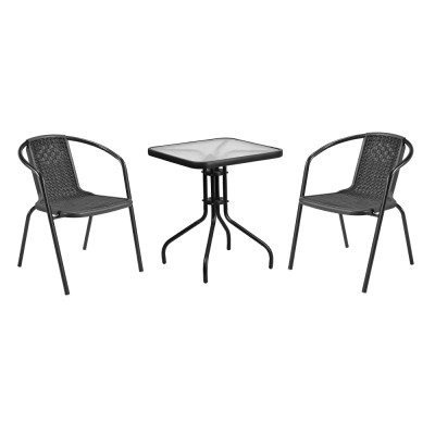 Scaun de grădină stivuibil, negru, oţel/plastic, FRENY
